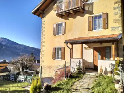 a view from the top of a mountain with tall rocks at Casa Nonna Giovanna in Tesero