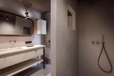 a bathroom with a sink and a mirror at Rappersbühl in Collalbo