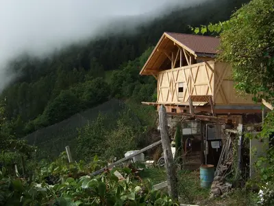 a tree house on the side of a mountain at Gruberhof in San Genesio Atesino