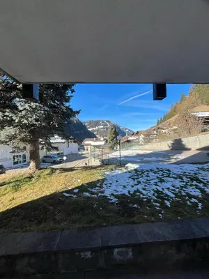 a view from a car window of a snow covered road at Gardena SudTirol Gianni's Home in Santa Cristina in Val Gardena
