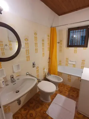 a bathroom with a white toilet and a sink at La Finestra sui Monti - Alpine Stay Apartments in Cavalese