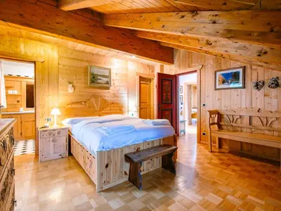a room with a ladder leading to a bedroom at Chalet Cesa Galadriel-3 by Interhome in Penia