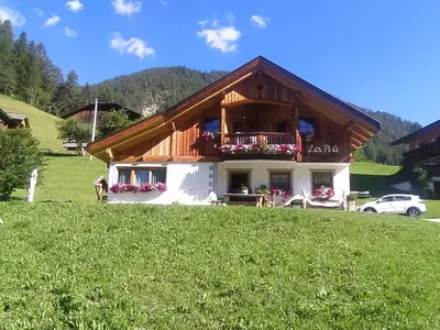 a house on a hill in a green field at Agriturismo La Flu in San Martino in Badia