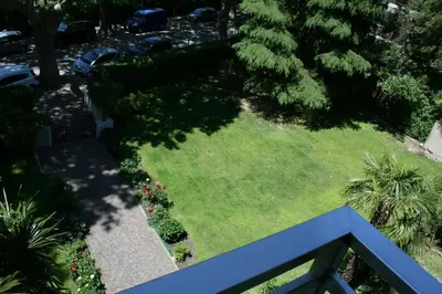 an overhead view of a lawn with plants and trees at Ferienwohnung Thermen in Merano