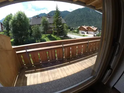 a view from the window of a balcony at Residencesora in San Vigilio Di Marebbe