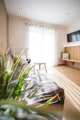 a living room with a couch and a plant at Residence Grünwald in San Martino