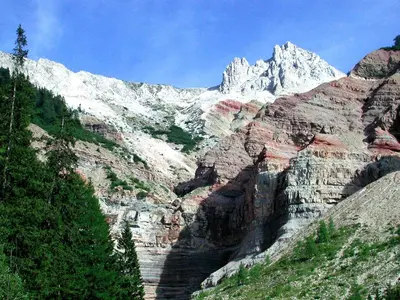 a view of a mountain with a snow covered mountain at Hotel Gasthof Wieser in Petersberg