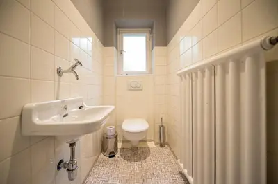 a bathroom with a sink and a toilet at Villa Vastle in Ortisei