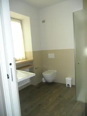 a bathroom with a toilet and a window at Agriturismo Casa Preti in Revò