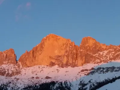 a painting of a mountain with snow on it at Apartment Welscher in Nova Levante