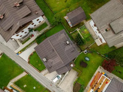 an overhead view of roofs in a yard at Casa Alice in Falcade
