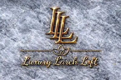 a gold logo for a luxury lash lash kit at Luxury Larch Loft in Tesido