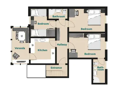 a floor plan of a house at Apartments Villa Alpina in Santa Cristina in Val Gardena
