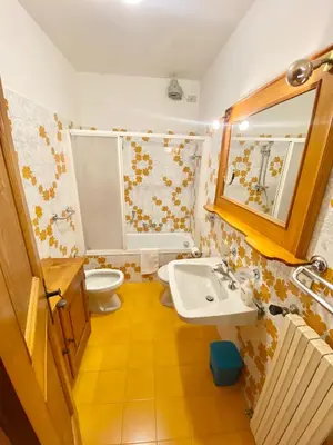 a bathroom with a sink and a toilet at FALORIA APARTMENT-splendid view in Cortina dʼAmpezzo