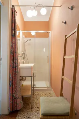 a bathroom with a shower and a sink and a shower at Appartement Laurin 2 guestcard incl in Merano