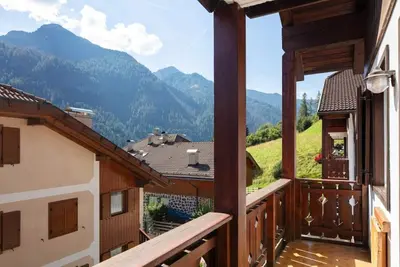 a balcony with a view of the mountains at Casa Lucia Moena in Moena