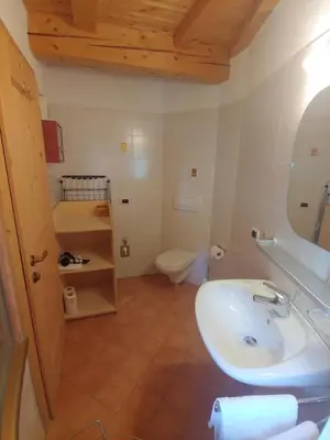 a bathroom with a sink and a toilet at Unterplattnerhof in Chiusa