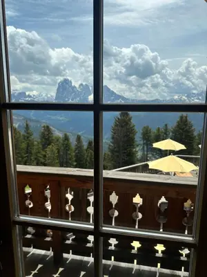 a view from a window of a mountain view at Chalet Resciesa Ortisei in Ortisei
