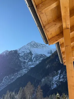 a view of a mountain from a cabin at Felda Appartements in Lappago