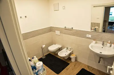 a bathroom with a sink and a toilet at Casa Giada in Bolzano