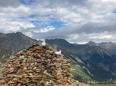 a pile of rocks on top of a mountain at Verweilen auf Meran 2000 in Avelengo