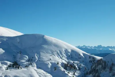 a snow covered mountain with trees on top of it at Verweilen auf Meran 2000 in Avelengo