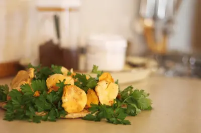a pile of food on a counter with parsley at Bella Vista in Canale San Bovo