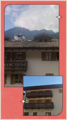 two photographs of a building with a roof at Appartamento Diobono in San Lugano