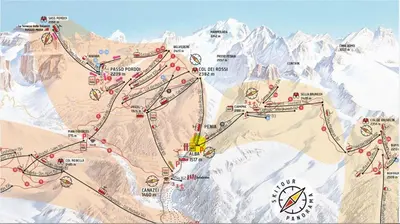 a map of a mountain with mountains in the background at Ad Alba di Canazei una finestra sulla Marmolada in Alba di Canazei
