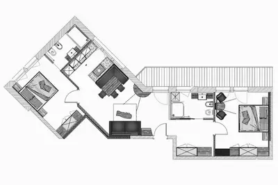 a drawing of a floor plan of a house at Posta Zirm Residence in Corvara in Badia