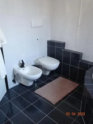 a bathroom with a toilet and a bidet at Panoramaterrace, Wein & relax in Appiano Sulla Strada Del Vino