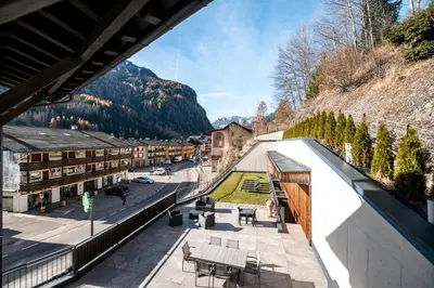 a view from a building with a view of a street at - Piz Boe - Canazei center app. in Canazei