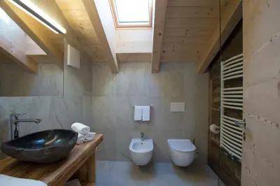 a bathroom with a sink and a toilet at Bäckerhof in Tesido