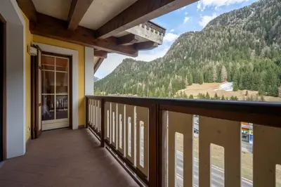 a balcony with a view of a mountain at Casa dei Caprioli in Pera