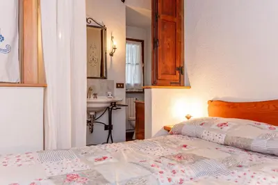 a bedroom with a bed and a sink in it at Tabia Maredane in Falcade