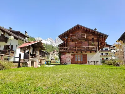 a log cabin in the middle of a field of grass at Tabia Maredane in Falcade