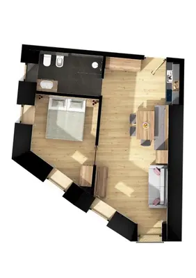 an overhead view of a floor plan of a room at Historic Residence Barbara in Colle Isarco