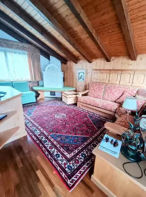 a living room with a couch and a rug at San vito di Cadore centro - Cortina D'ampezzo in San Vito di Cadore