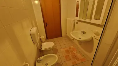 a bathroom with a toilet and a sink at Malga Arpaco- camere e ristorante in Cinte Tesino
