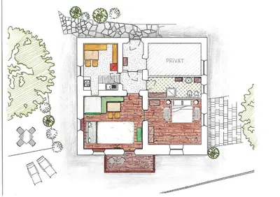 a rendering of a house with a plan at Eden Apartment in Soprabolzano