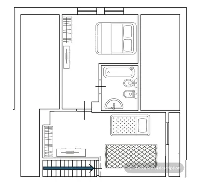 a black and white drawing of a room at Appartamento ampezzano con ampia balconata in San Vito di Cadore