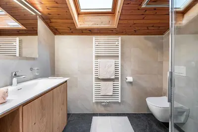 a bathroom with a sink and a toilet at Punterhof in Varna