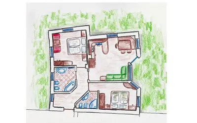 a drawing of a floor plan of a house at Romys Apartment in Selva di Val Gardena
