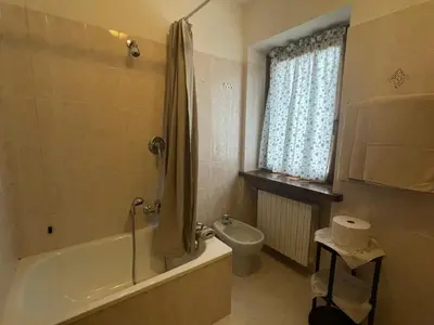 a bathroom with a tub and a toilet and a sink at Ciasa Coleto in San Vito di Cadore
