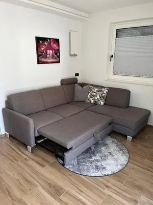 a living room with a couch and a rug at Lilena Apartment in Merano