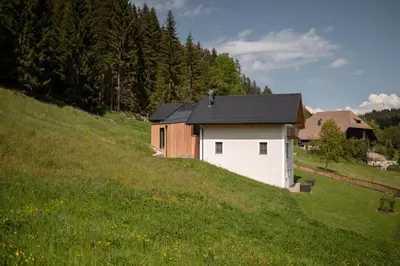 a house on a hill in a field at Haus Engadein in Auna di Sopra