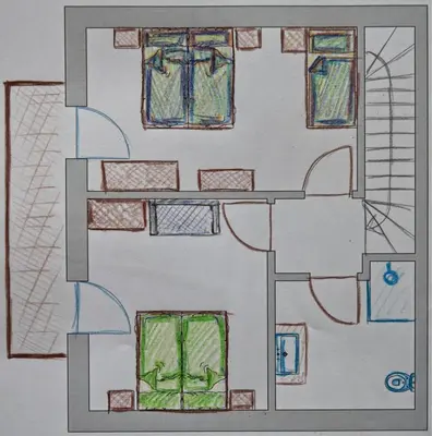a drawing of a floor plan of a house at Hofrichter in San Lorenzo di Sebato