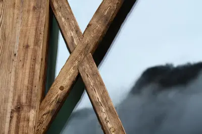 a close up of a wooden frame of a chair at Miraval NaturHotel in Badia