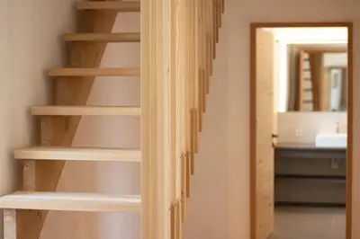 a closet with wooden shelves in a bathroom at Pramian1394 in Cermes