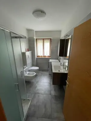 a bathroom with a toilet and a sink at Appartamento Canes in Falcade